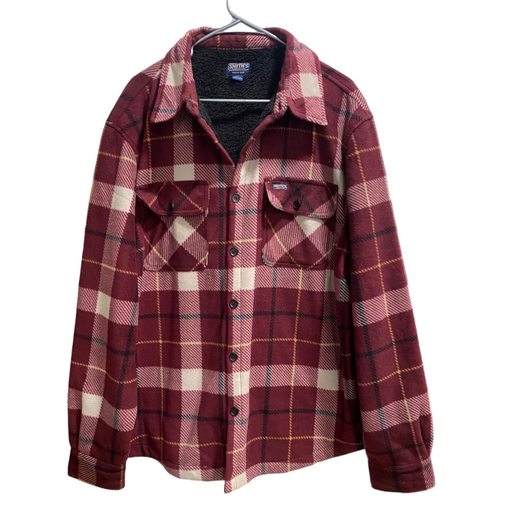 Smith's Workwear Men's Sherpa Lined Flannel Jacket Button‎ Up size XL EUC